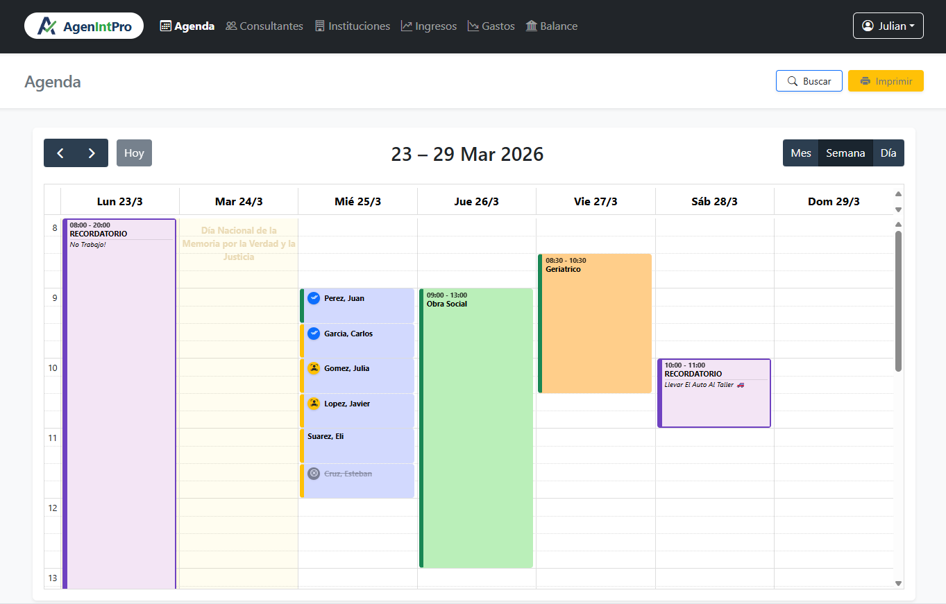 Captura de Agenda AgenIntPro
